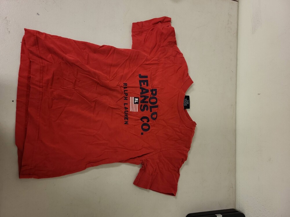 Polo Jeans Co Ralph Lauren T-Shirt Red Youth Size 7 Graphic Tee Cotton Top
